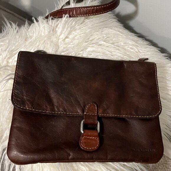 JACK GEORGES BROWN LEATHER CROSSBODY MINI WITH REMOVEABLE STRAP - Picture 4 of 4